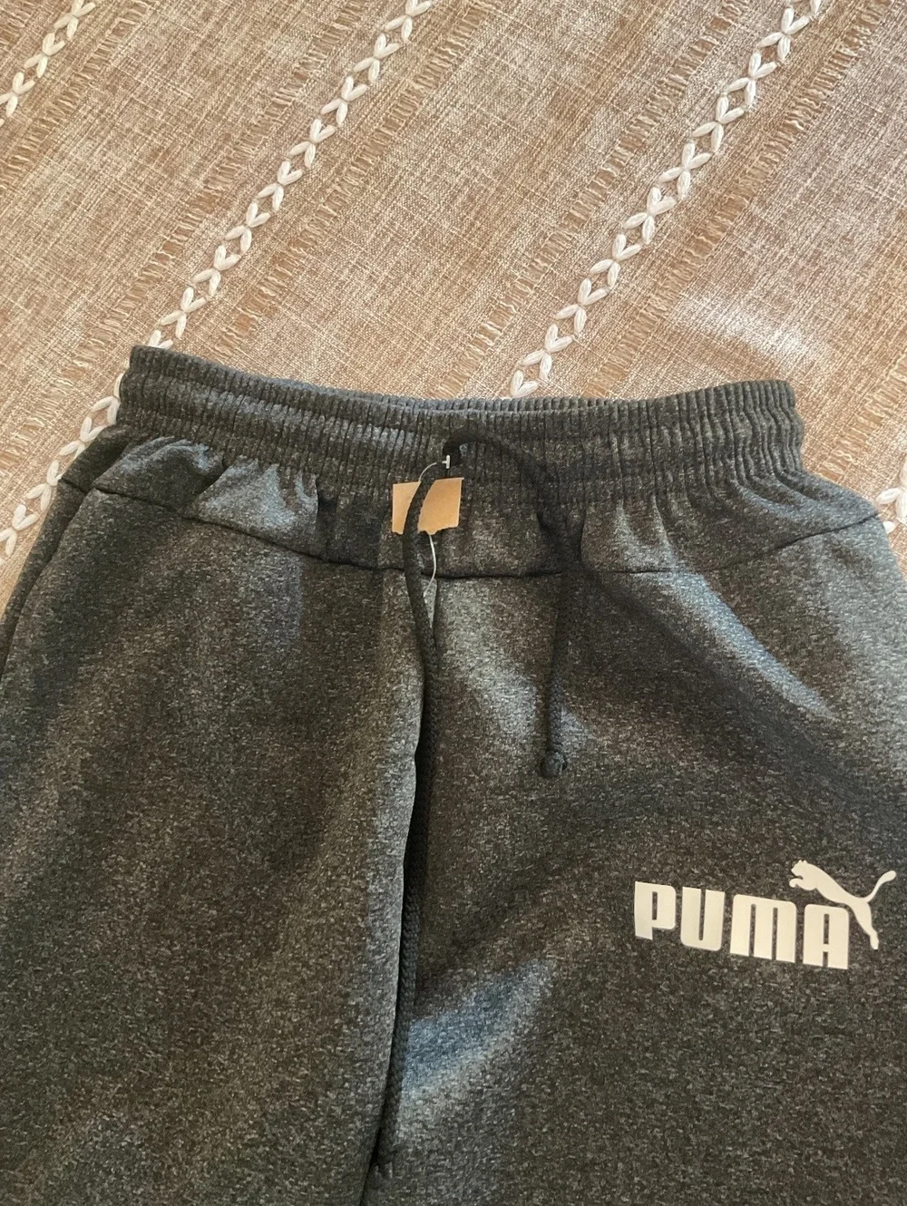 NWOT PUMA Boys Graphic Panel Joggers Sweatpants - Charcoal Gray - Size M (10/12)